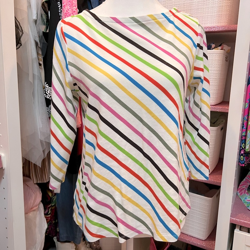 Multi color strip charter club shirt